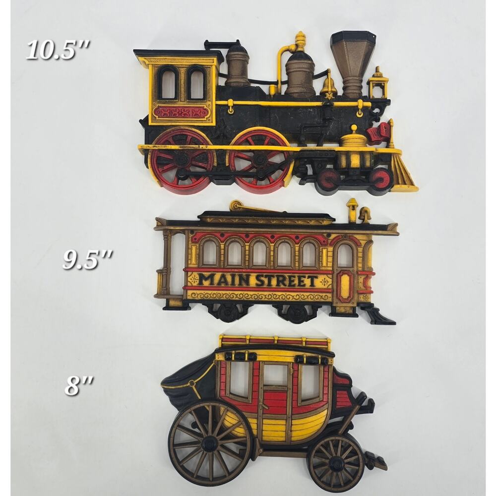 Vintage 1975 HOMCO Train & Stagecoach Wall Plaques – Set of 3‎ – Americana